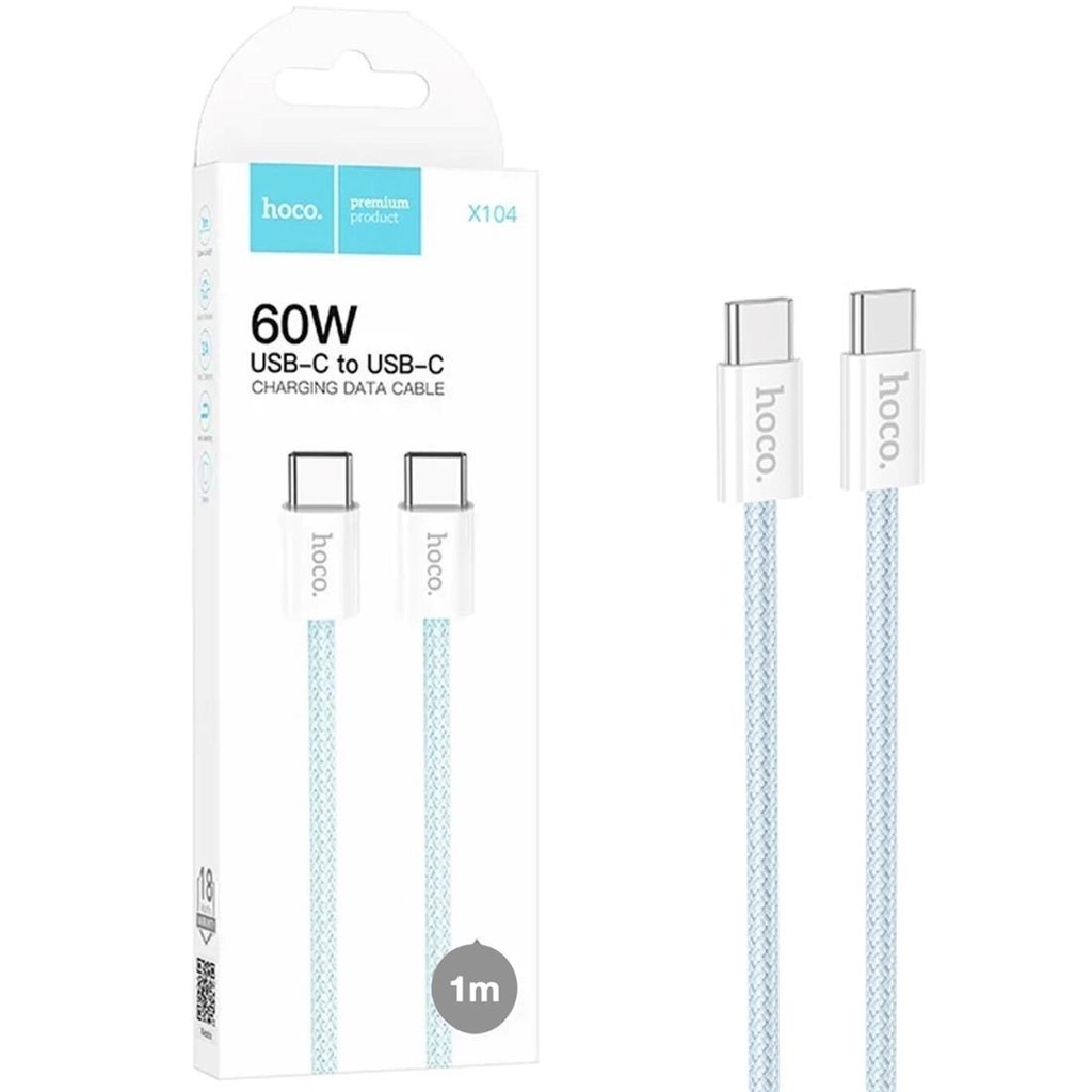 Cable USB-C a USB-C 1 Metros 60W Hoco X104 Blue (para iPhone 15)