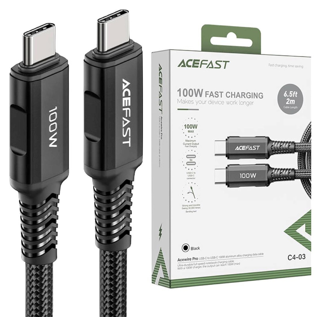 Cable USB-C a USB-C 2 metros 100W Acefast C4-03 Negro