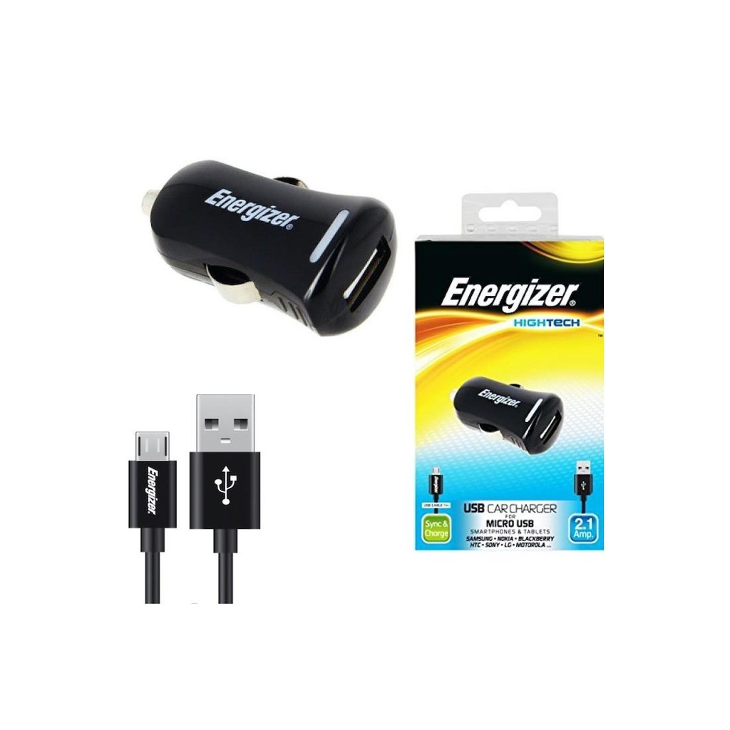 Cargador Coche USB 2Amp+ Cable USB a Micro ENERGIZER DC1UHMC2