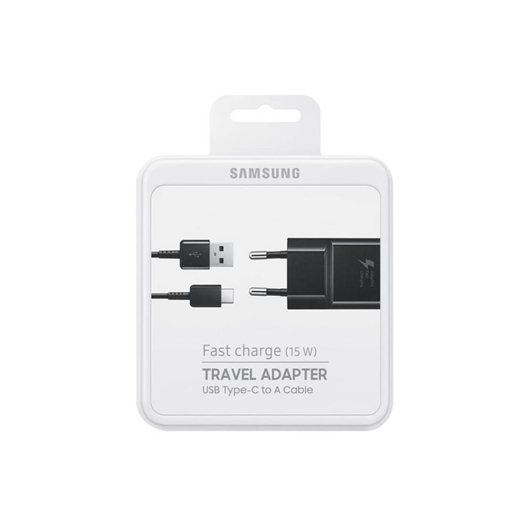 Cargador USB 15W+ Cable USB a USB-C Samsung EP-TA20 Negro