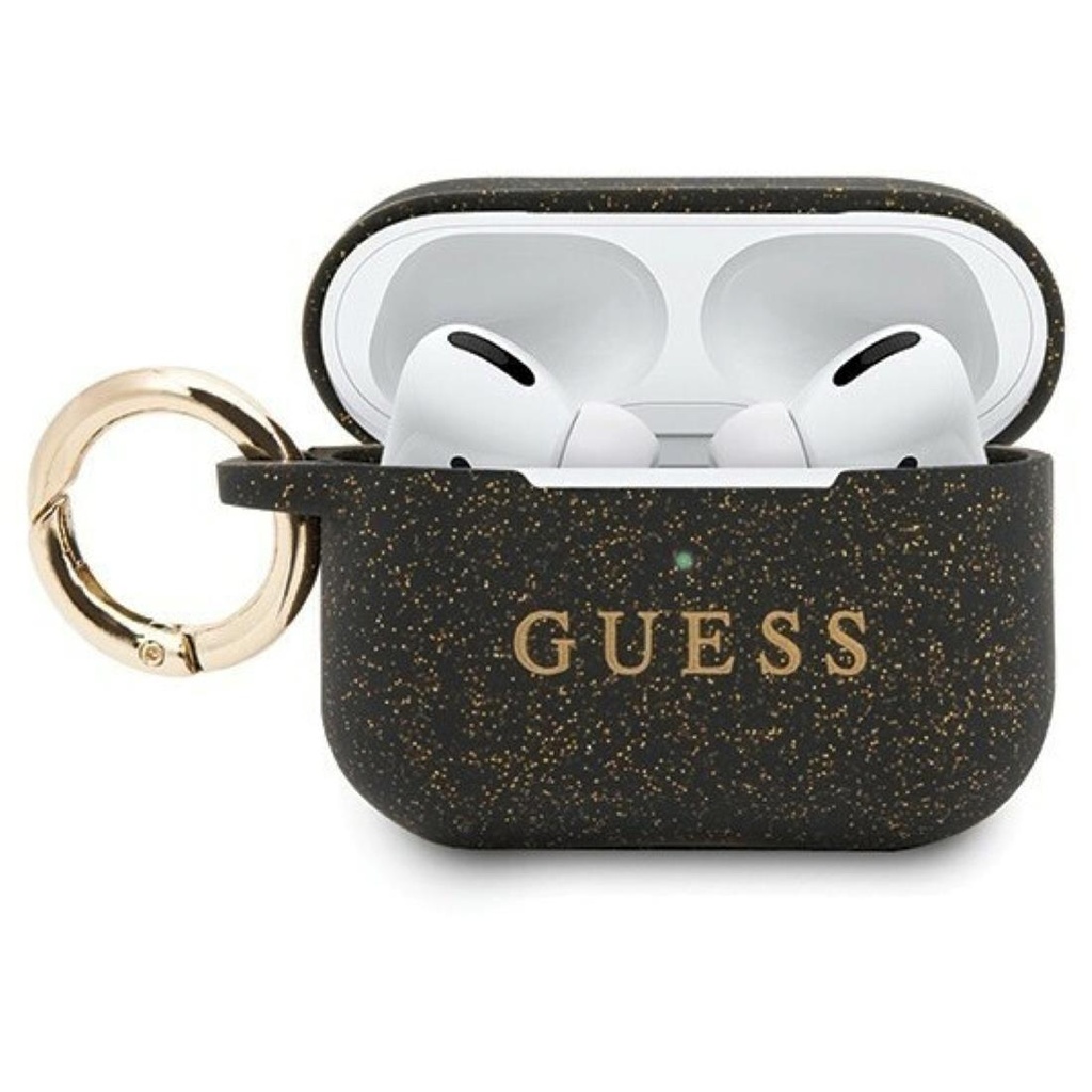 Guess GUACAPSILGLBK Airpods Pro Cover Negro Silicona