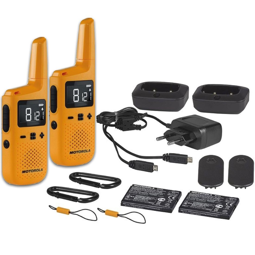 Motorola T72 Walkie Talkie IP54 con alcance de 8KM Orange con Cargador