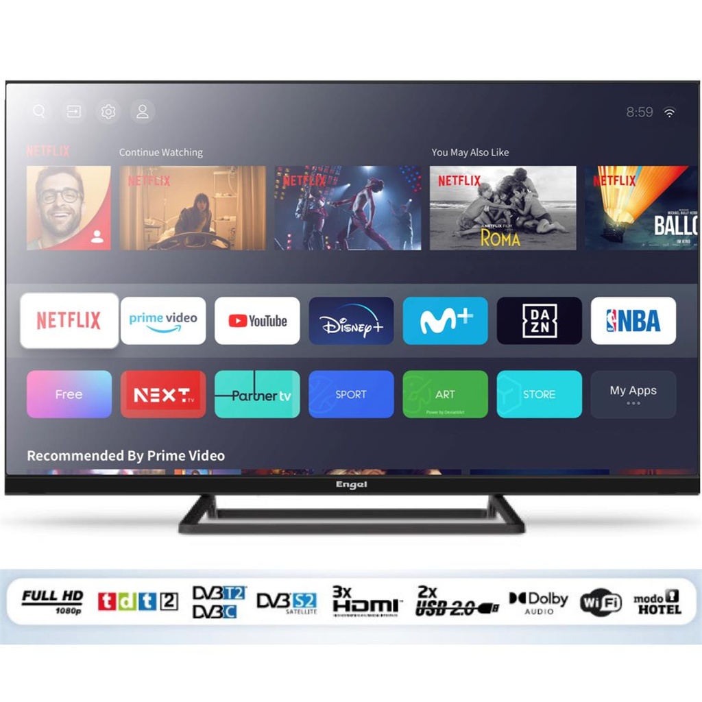 Televisor 40" Engel LE4085SM Smart TV Vidaa Full HD con Modo Hotel