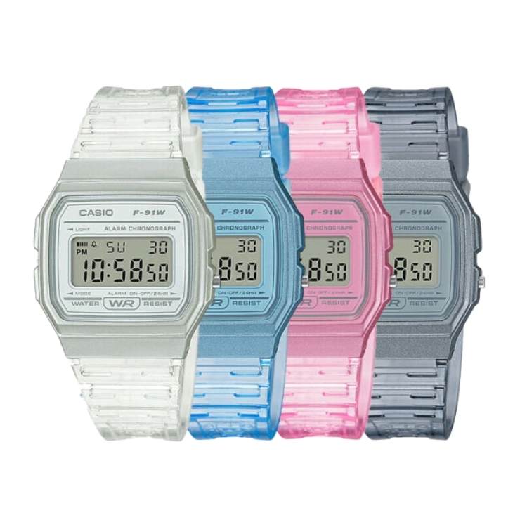 RELOJ CASIO F91 TRANSPARENTE
