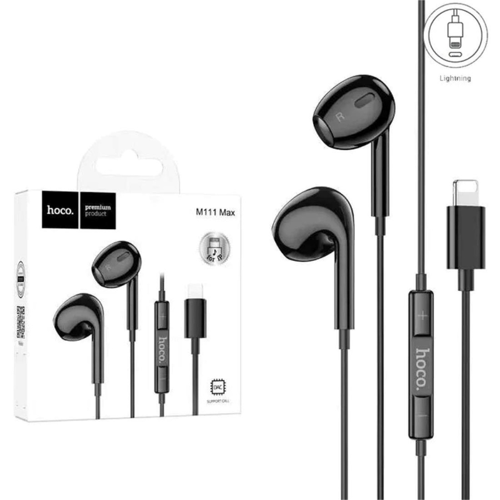 Hoco M111 Max Auricular Lightning para iPhone Negro