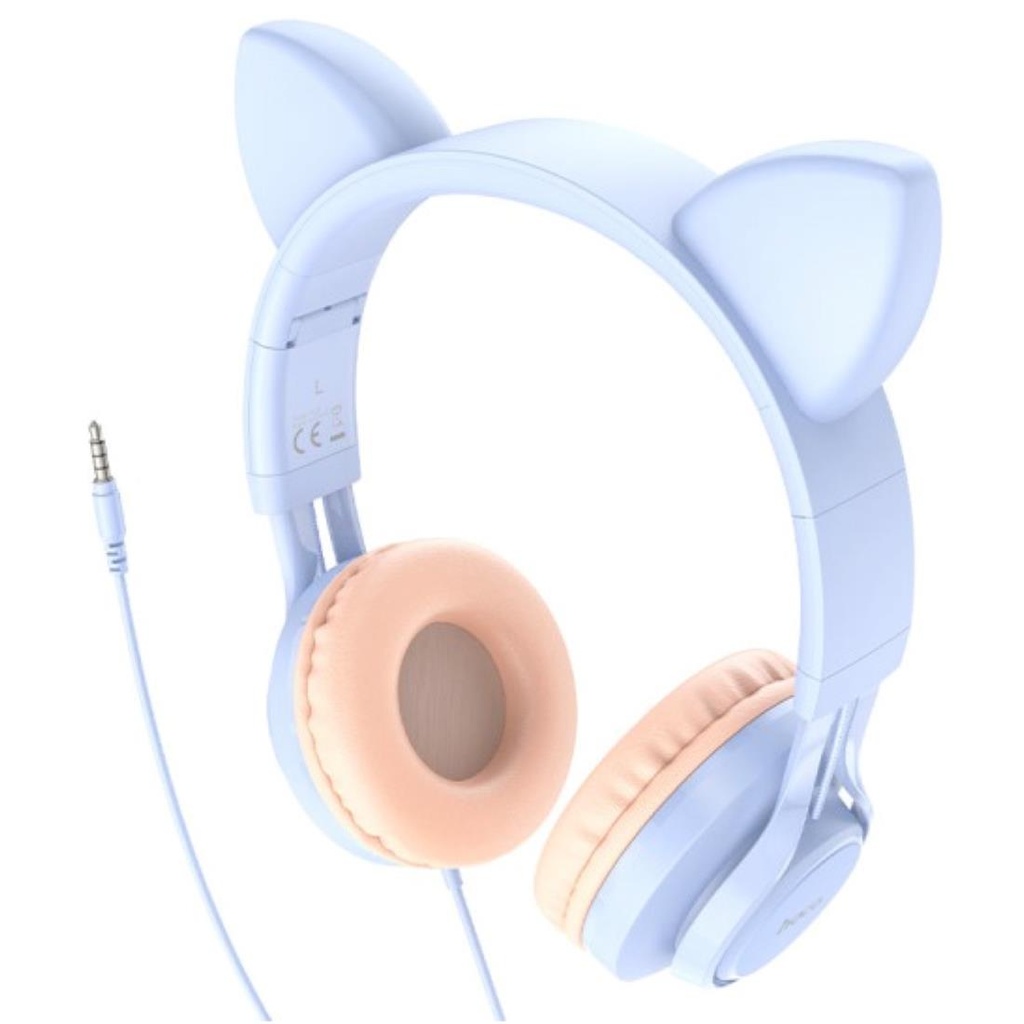 Hoco W36 Auricular con Micro Cat Ear Dream Blue