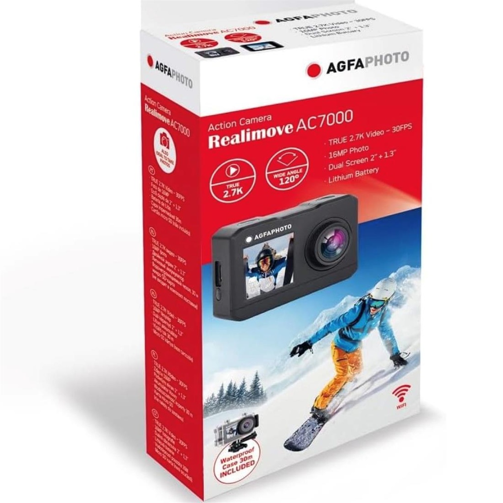 AGFA AC7000  WIFI 2.7K DUAL LCD Cámara de acción