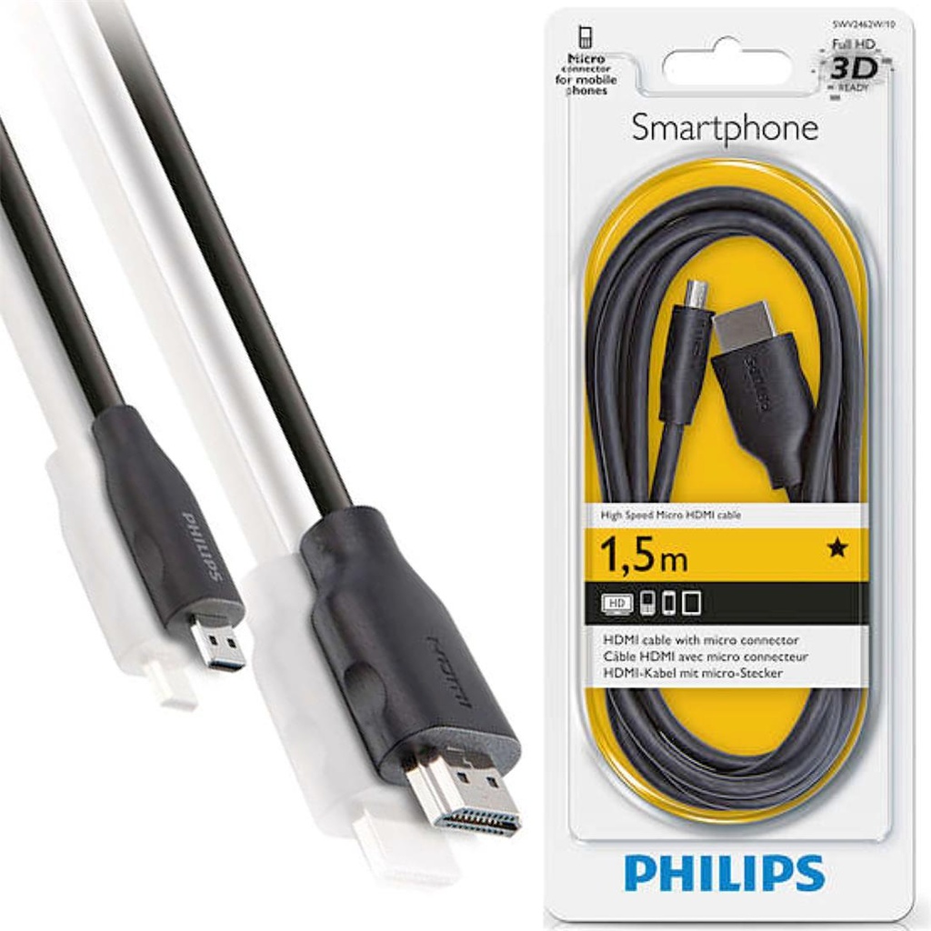 Philips SWV2462W/10 Cable Micro HDMI a HDMI 1.5 metros