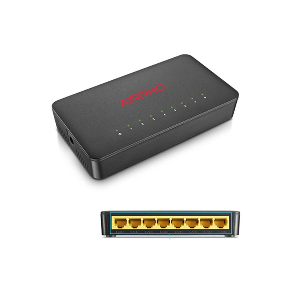 AIRPHO AR-GS108 SWITCH GIGABIT 8 PTOS. AUTO MDI/MDIX