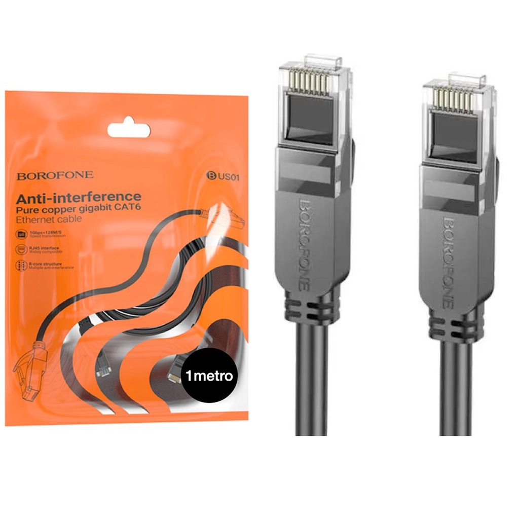 Borofone BUS01 Cable Ethernet Gigabit Cat. 6 1 metro Negro