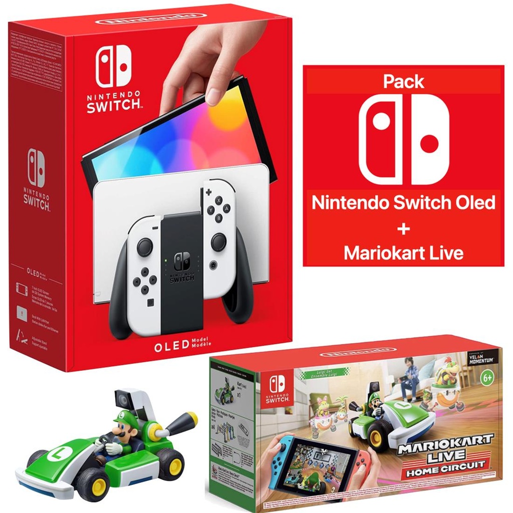 Nintendo Switch Oled Consola Blanca + Juego Nintendo Mario Kart Live: Home Circuit Luigi