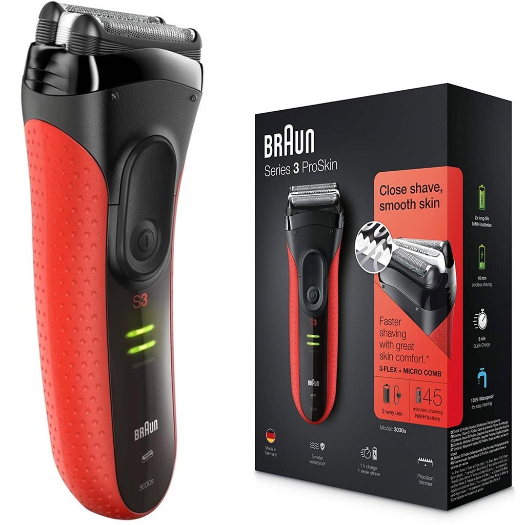 Braun Afeitadora Series3  3030s Negra/Rojo