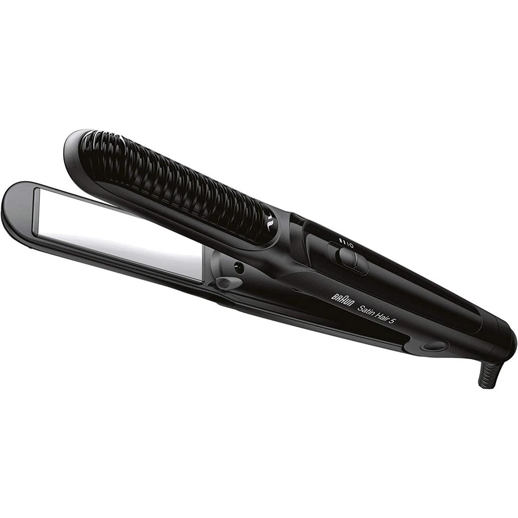 Braun ST570E Plancha de Pelo iónica alisadora y rizadora Negra