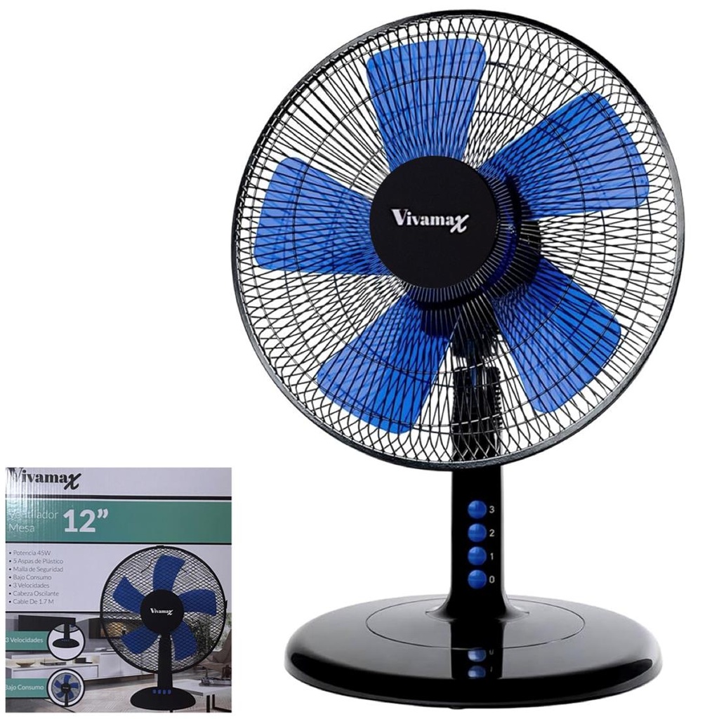 Vivamax VM-V12M Ventilador de Mesa 12"