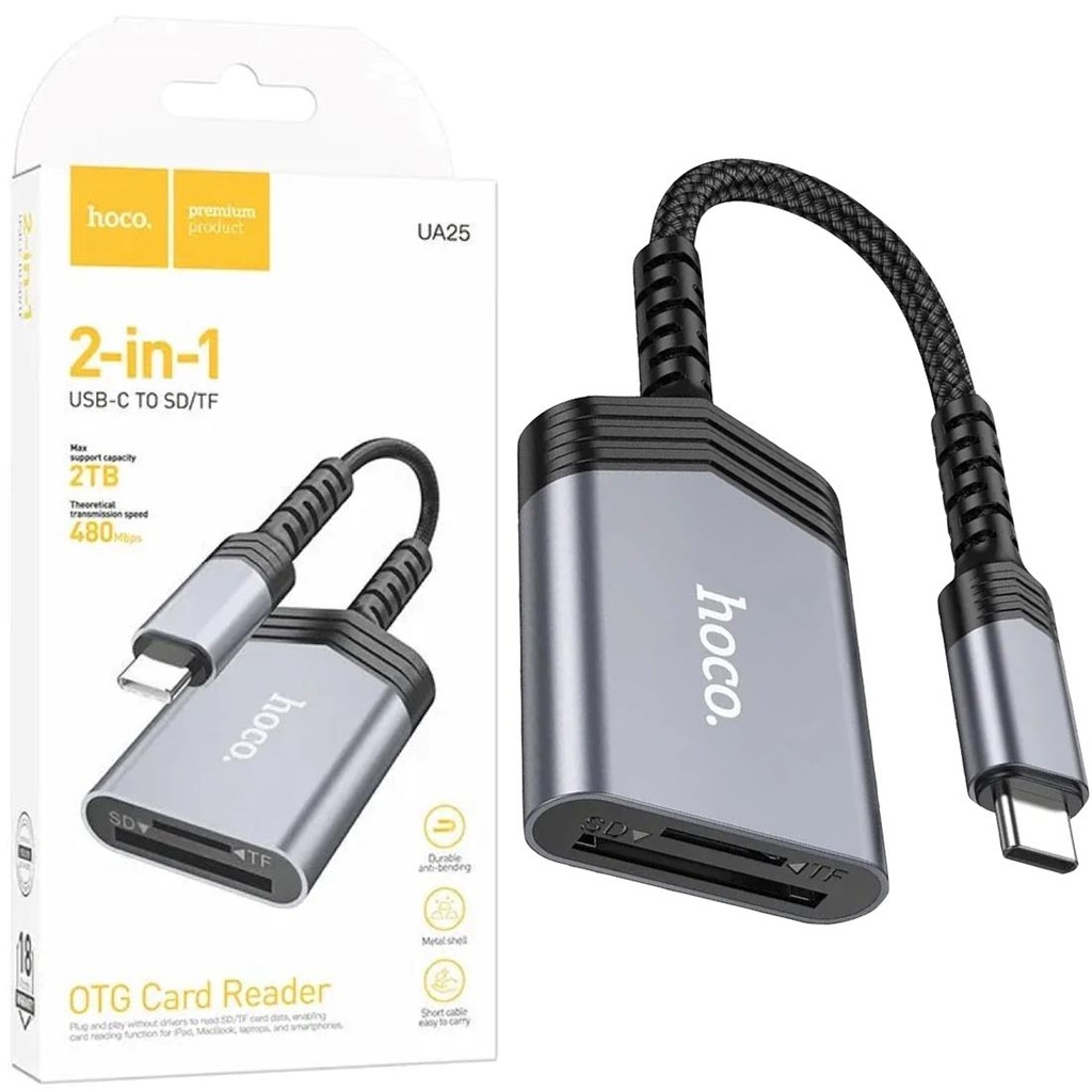 Hoco UA25 Lectro USB-C para Tarjetas SD y Micro SD