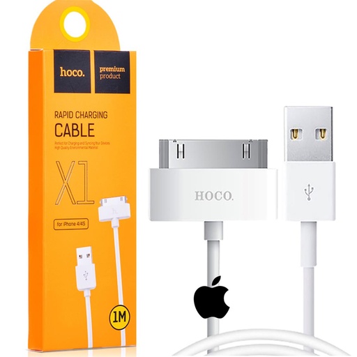 [4040300649] Cable USB Compatible Apple 30 Pin 1 metro Hoco X1 Blanco