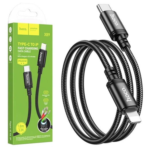 [4040301012] Cable USB-C a Lightning 1 metro 20W Hoco X89 Reforzado Negro