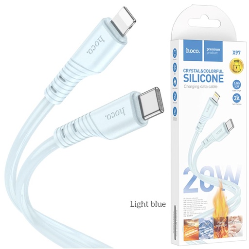 [4040300830] Cable USB-C a Lightning 1 metro 20W Hoco X97 Crystal  Silicona Azul