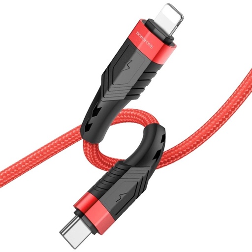 [4040300860] Cable USB-C a Lightning 1.2 metros 20w Borofone BU35 Cuerda Reforzado Rojo