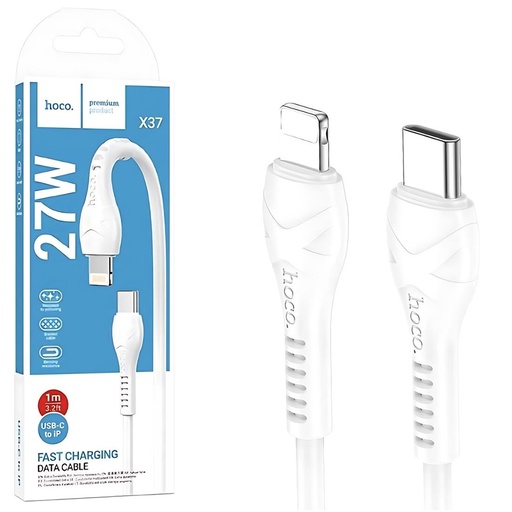 [4040300937] Cable Usb-C a Lightning de 27 Vatios 1 metro Hoco X37 Blanco