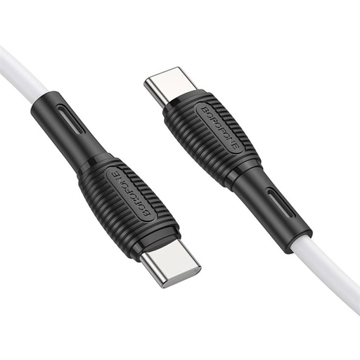 [4040300766] Cable USB-C a USB-C 1 metro 60W Borofone BX86 Silicona Blanco