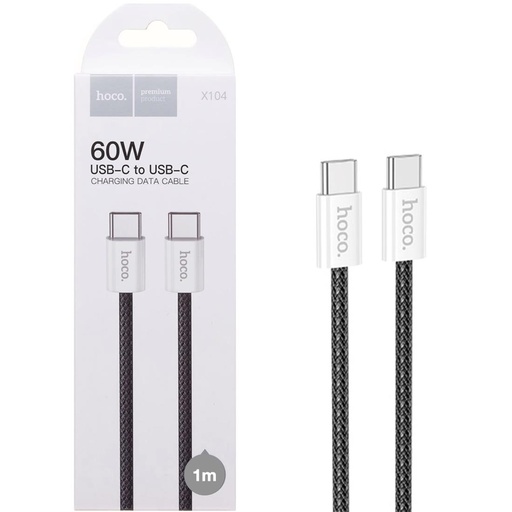 [4040301006] Cable USB-C a USB-C 1 metro 60W Hoco X104 Black (para iPhone 15)