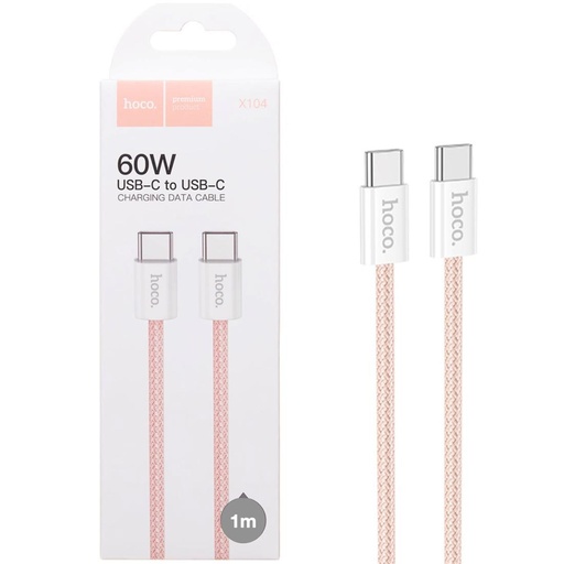 [4040301002] Cable USB-C a USB-C 1 Metro 60W Hoco X104 Pink (para iPhone 15)