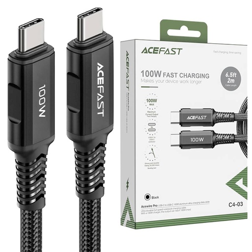 [4040300791] Cable USB-C a USB-C 2 metros 100W Acefast C4-03 Negro