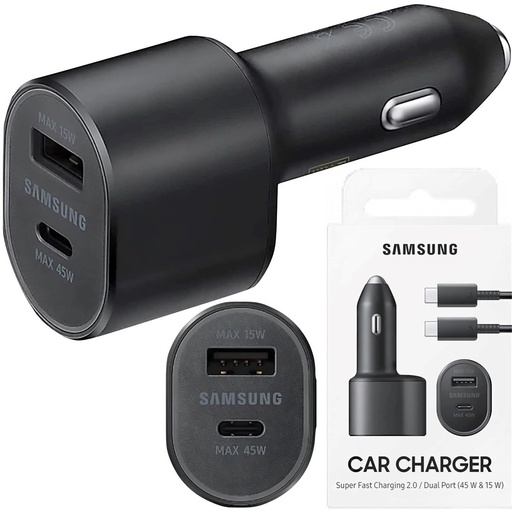 [4040300802] Cargador Coche USB y USB-C- 45W+15W+ Cable USB-C a USB-C Samsung (EP-L5300XB)