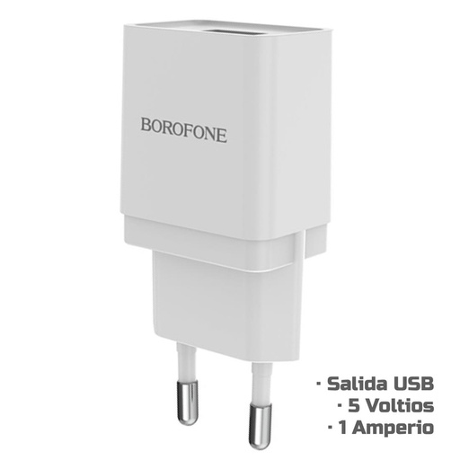 [4040300706] Cargador USB 1Amp Borofone BA19A Blanco