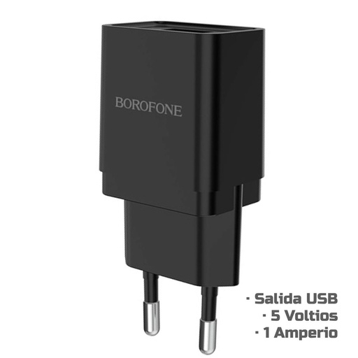 [4040300732] Cargador USB 1Amp Borofone BA19A Negro