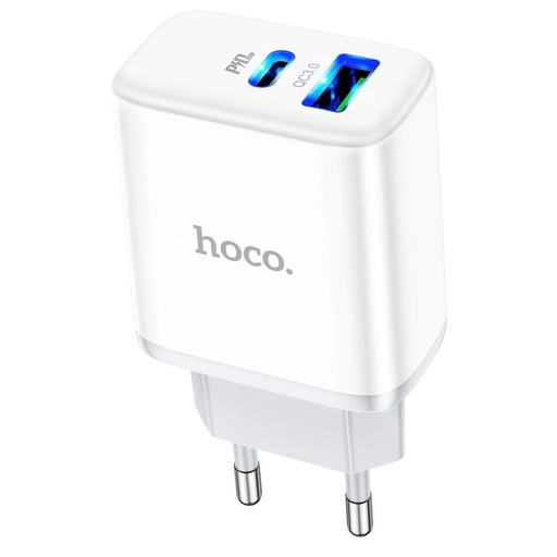 [4040300851] Cargador USB y USB-C 20W Hoco C105AQ Blanco