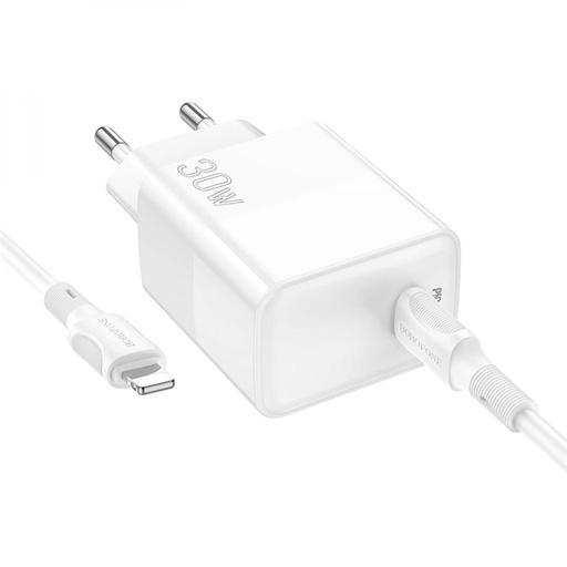 [4040300864] Cargador USB-C 30W+ Cable USB-C-Lightning Borofone BA77  Blanco