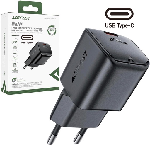 [4040301019] Cargador USB-C Acefast A73 Mini PD20W GaN Negro