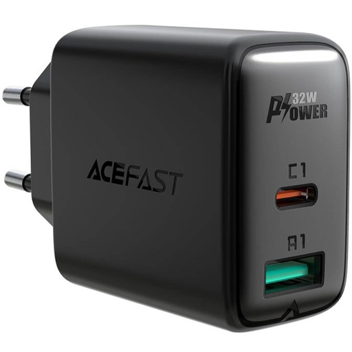 [4040300720] Cargador USB-C y USB 32W Acefast A5 Negro