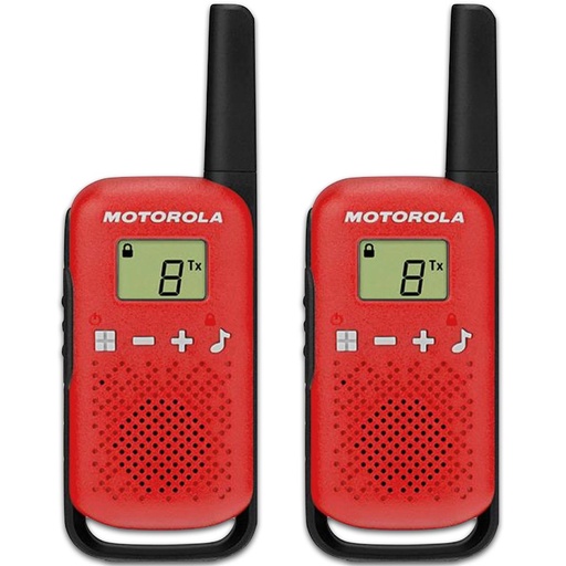 [4040200107] Motorola T42 Pack 2 Walkie Talkie con alcance 4km Rojo