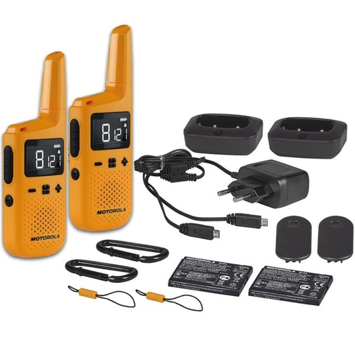 [4040200142] Motorola T72 Walkie Talkie IP54 con alcance de 8KM Orange con Cargador