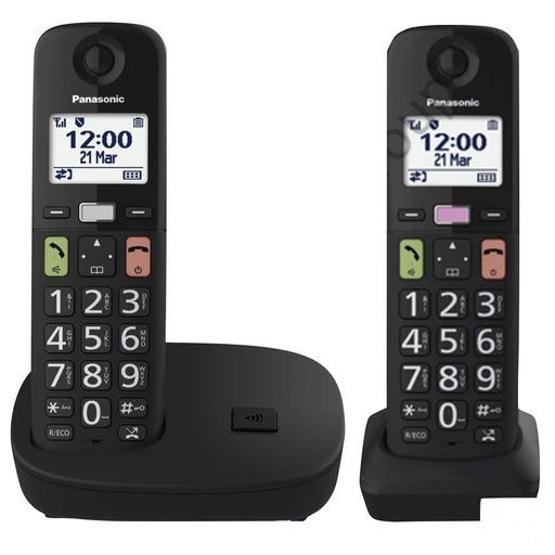 [4040200187] Panasonic KX-TGU112EXB Teléfono Inalámbrico Duo con Teclas Grandes Negro