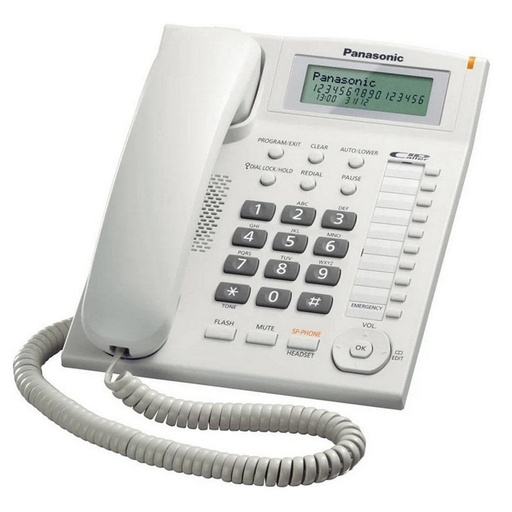 [4040200169] Panasonic KX-TS880EXW Teléfono Fijo con Pantalla y Altavoz  Blanco