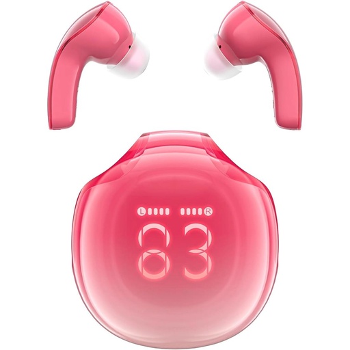 [4010102379] Acefast T9 Crystal  Auricular Bluetooth Pomelo Red