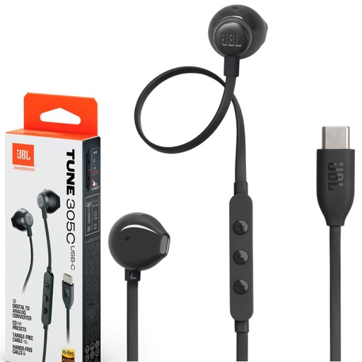 [4010102386] JBL Tune 305C Auricular USB-C con micrófono Negro