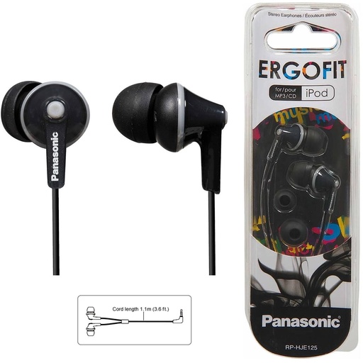 [4010100129] Panasonic RP-HJE125E-K Auricular Negro