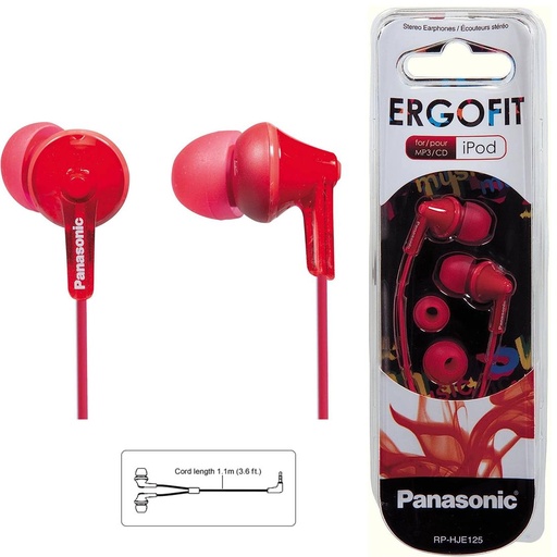 [4010100130] Panasonic RP-HJE125E-R Auricular Rojo