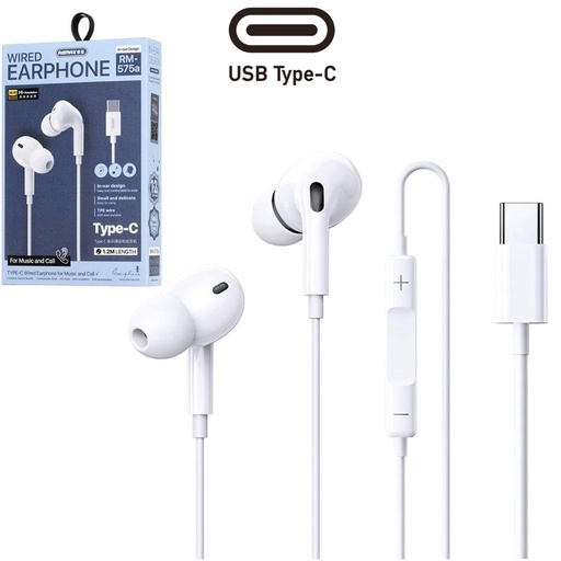 [4010102347] Remax RM-575a Auricular USB-C Digital Blanco