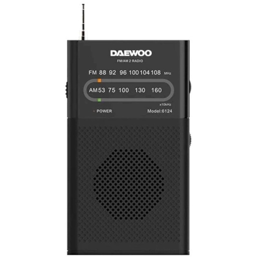 [4010500144] Daewoo DW1027 Radio Portátil AM/FM con Altavoz Integrado Negro