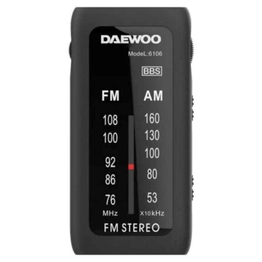 [4010500142] Daewoo DW1109 Radio Compacta AM/FM Incluye Auriculares Negro