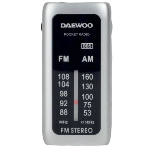 [4010500143] Daewoo DW1129 Radio Compacta AM/FM Incluye Auriculares Plata