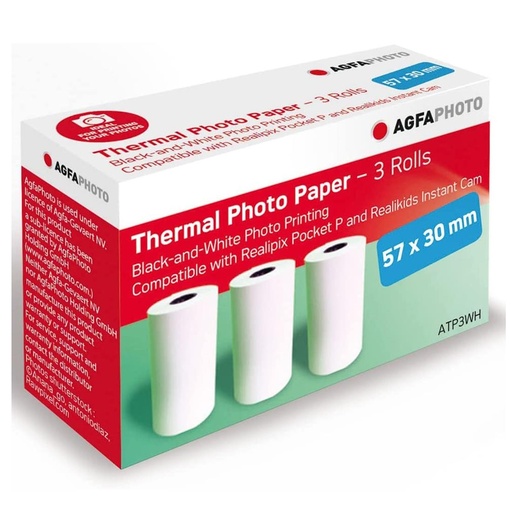 [4020300036] Agfa Papel Térmico Pack 3 Rollos 10YPP (ATP3WH)