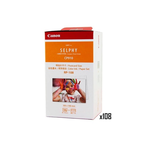 [4020300012] Canon RP-108 - Papel fotográfico y cartucho de tinta original para Selphy