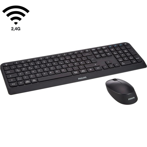 [4030400394] Teclado + Ratón Philips SPT6407B 2,4 GHz y Bluetooth 110 Teclas